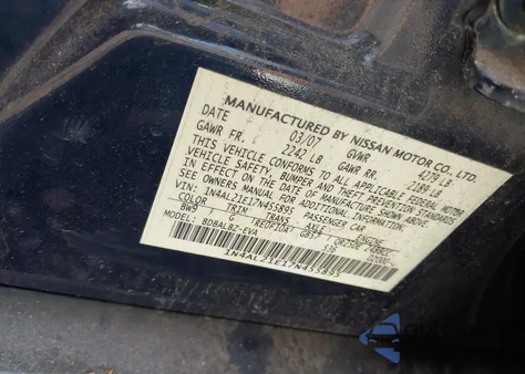 2007 Nissan Altima 2.5 S from USA, damaged, VIN 1N4AL21E17N455895